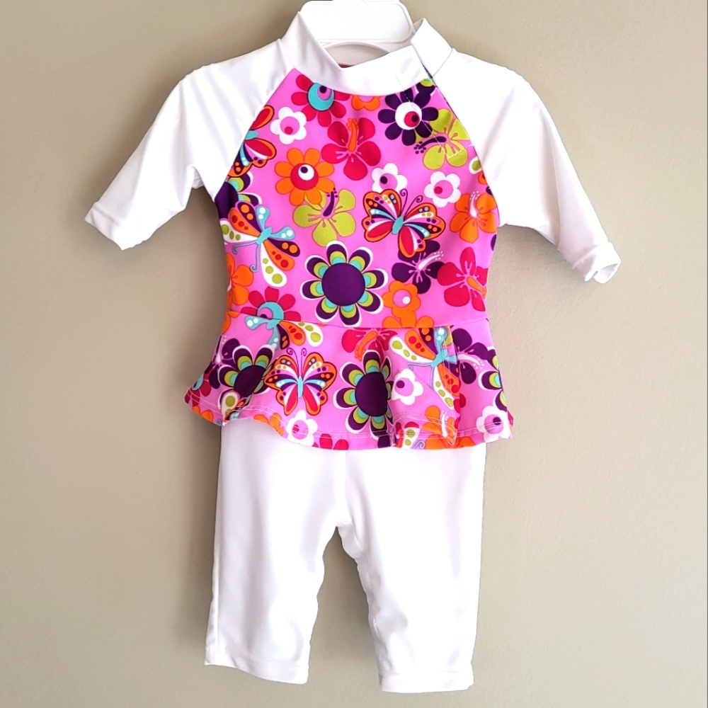 Athletic Works Rashguard floral swimsuit
